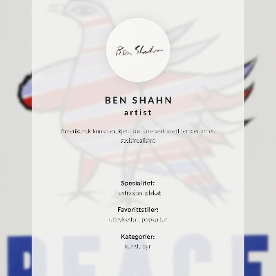 Affiche décorative McCarthy Peace (1968) avec un oiseau par Ben Shahn