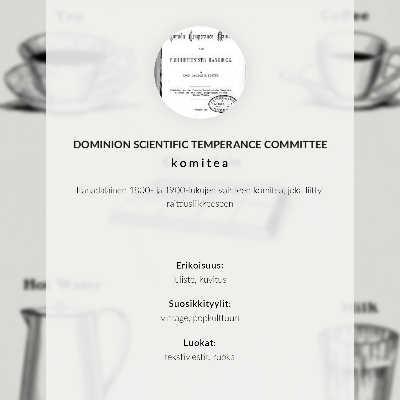 Affiche décorative Stimulants sûrs selon le Comité d'absorption scientifique du Dominion