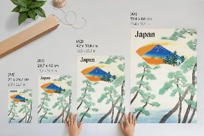Affiche décorative illustrant les voyages du Chemin de fer d'État japonais en 1930