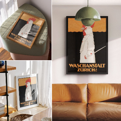 Affiche décorative Waschanstalt Zurich (1905), une affiche publicitaire historique de Robert Hardmeyer