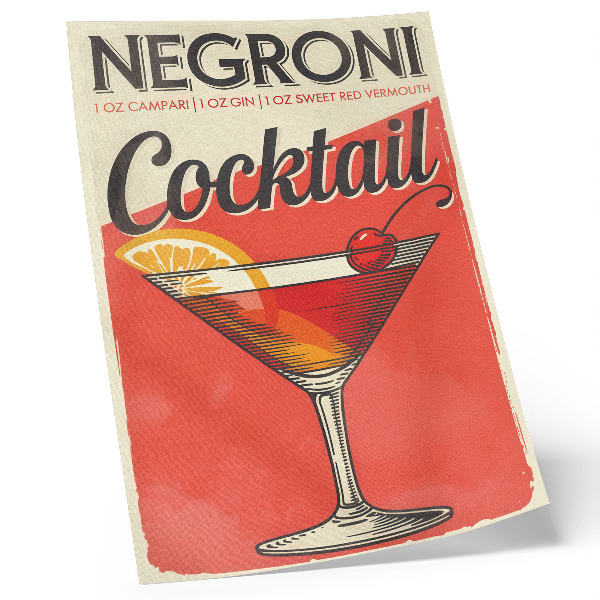 Affiche décorative Cocktail Negroni au citron et à la cerise