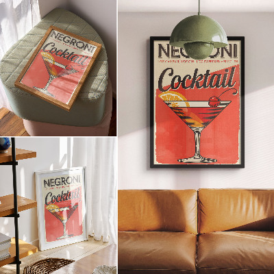 Affiche décorative Cocktail Negroni au citron et à la cerise