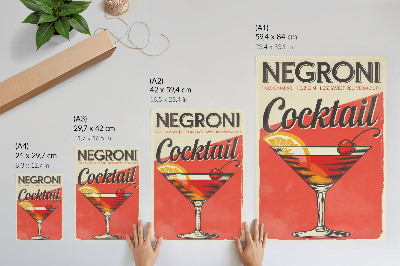 Affiche décorative Cocktail Negroni au citron et à la cerise