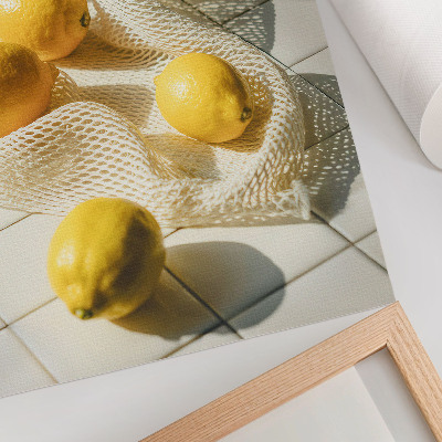 Décoration murale Citrons sur une grille métallique dans un décor de cuisine