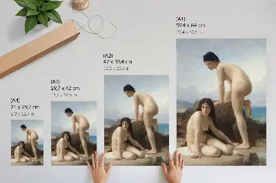 Impression sur toile femmes baignant de William Adolphe Bouguereau