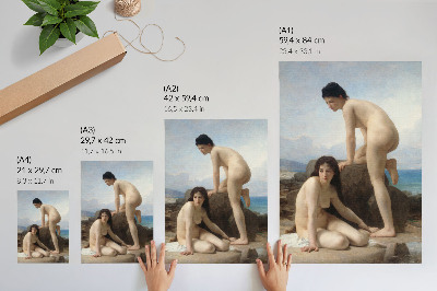 Impression sur toile Femmes baignant par William Adolphe Bouguereau