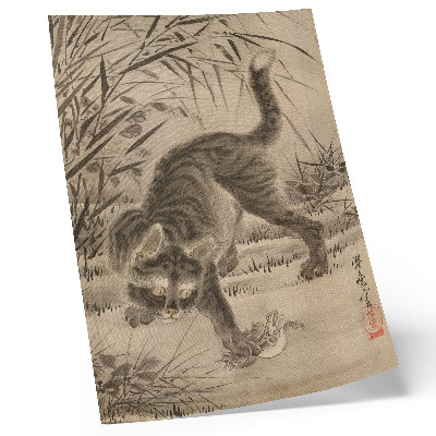 Affiche décorative Chat attrapant une grenouille par Kawanabe Kyosai