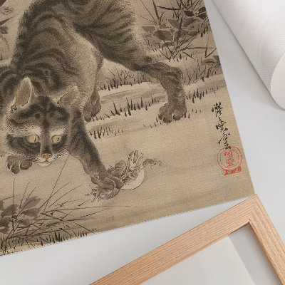 Affiche décorative Chat attrapant une grenouille par Kawanabe Kyosai