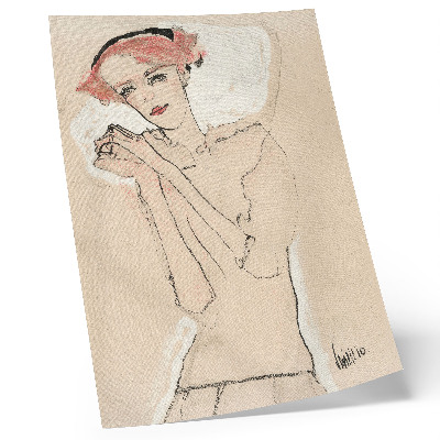 Affiche décorative Portrait de femme (1910) d'Egon Schiele – un dessin au trait représentant une femme, issu de la collection du MET.