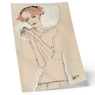 Affiche décorative portrait de femme d'Egon Schiele (1910) – un dessin au trait issu de la collection du MET