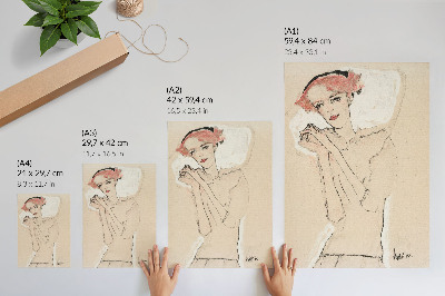 Affiche décorative Portrait de femme (1910) d'Egon Schiele – un dessin au trait représentant une femme, issu de la collection du MET.
