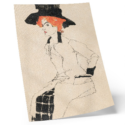 Décoration murale Portrait de femme (1910) d'Egon Schiele – un dessin au trait représentant une femme, issu de la collection du MET.