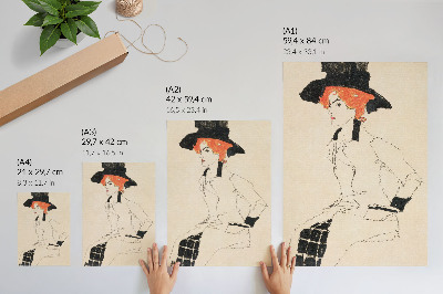 Décoration murale Portrait de femme (1910) d'Egon Schiele – un dessin au trait représentant une femme, issu de la collection du MET.