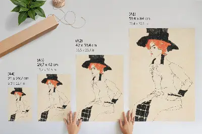 Décoration murale portrait de femme d'Egon Schiele datant de 1910, un dessin au trait issu de la collection du MET