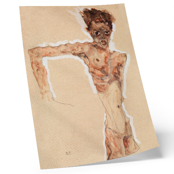Impression sur toile Homme nu Autoportrait (1911) d'Egon Schiele – une peinture masculine de la collection du MET Museum