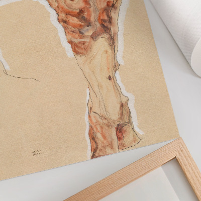 Impression sur toile Homme nu Autoportrait (1911) d'Egon Schiele – une peinture masculine de la collection du MET Museum