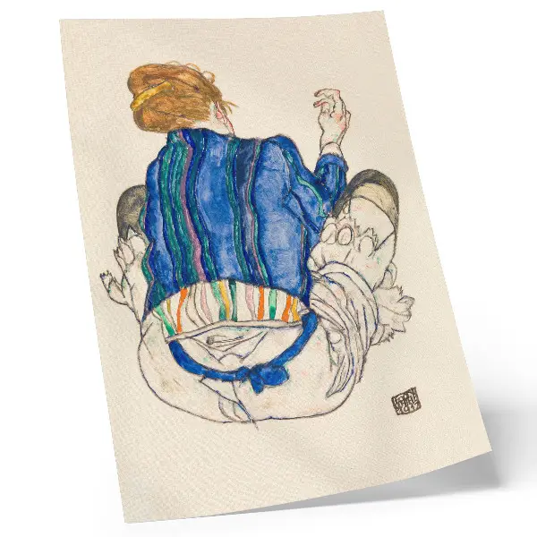 Affiche décorative Femme assise, vue de dos d'Egon Schiele dessin au trait de 1917 issu de la collection du MET