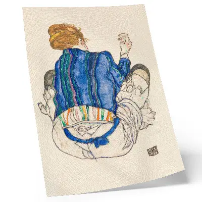 Affiche décorative Femme assise, vue de dos d'Egon Schiele dessin au trait de 1917 issu de la collection du MET