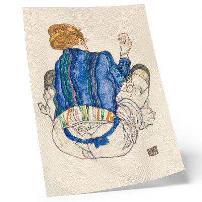 Affiche décorative Femme assise, vue de dos (1917) d'Egon Schiele – un dessin au trait représentant une femme, issu de la collection du MET.