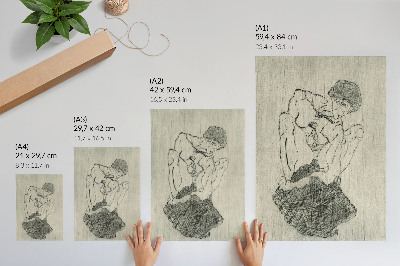 Impression sur toile Œuvre graphique d’Egon Schiele (1971) par Egon Schiele – un dessin au trait féminin de la collection du MET