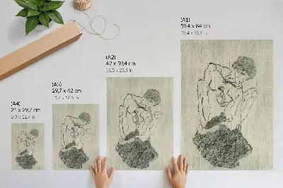 Impression sur toile œuvre graphique d’Egon Schiele (1971) représentant un dessin au trait féminin issu de la collection du MET