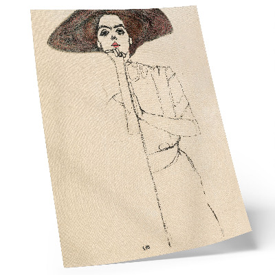 Affiche décorative Portrait de femme (1910) d'Egon Schiele – un dessin au trait représentant une femme, issu de la collection du MET.
