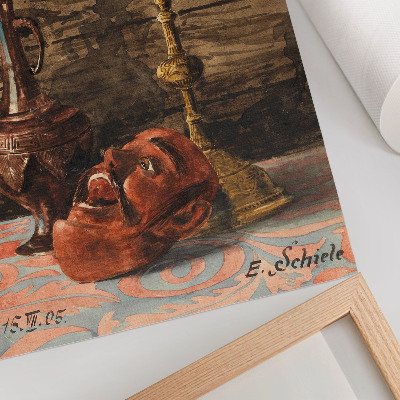 Décoration murale Nature morte au chandelier, vase et masque par Egon Schiele