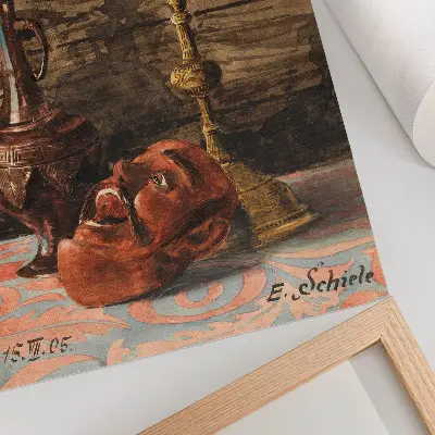 Décoration murale reproduction de Nature morte au chandelier, vase et masque d'Egon Schiele