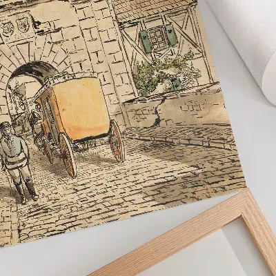 Impression sur toile Porte de la ville avec carrosse d'après Egon Schiele