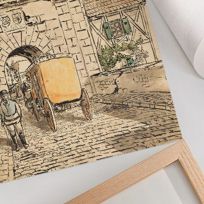 Impression sur toile Porte de la ville avec carrosse (travail d'étudiant) par Egon Schiele