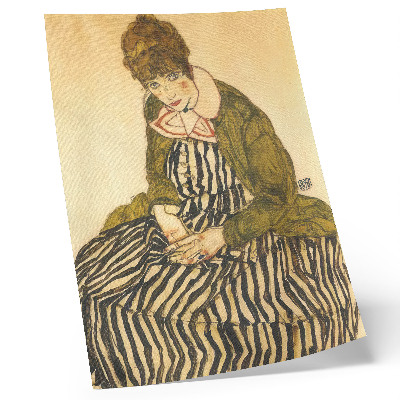 Impression sur toile Portrait d'Edith Schiele en robe rayée (1915) par Egon Schiele