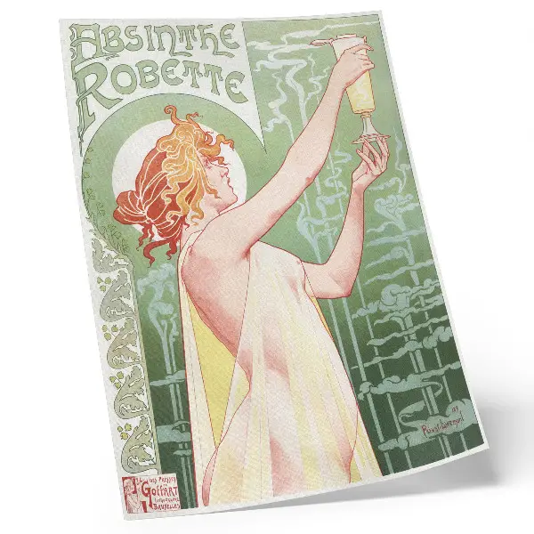 Impression sur toile de la chromolithographie Absinthe Robette de Privat Livemont (1896)