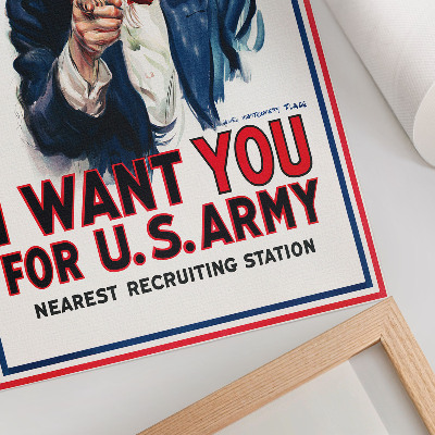 Impression sur toile Avis de recherche pour soldats américains, une lithographie esthétique de James Montgomery Flagg