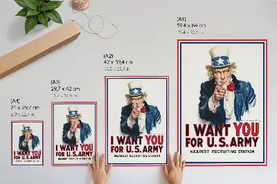Impression sur toile Avis de recherche pour soldats américains de James Montgomery Flagg
