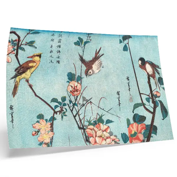 Oiseaux et fleurs du Japon d'Utagawa Hiroshige affiche et poster d'estampes anciennes sur bois de 1833