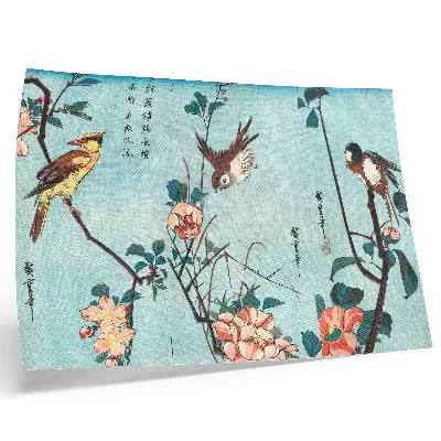 Oiseaux et fleurs du Japon d'Utagawa Hiroshige affiche et poster d'estampes anciennes sur bois de 1833
