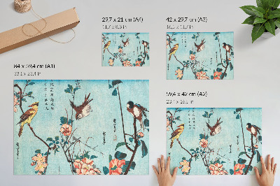 Affiche et poster Oiseaux et fleurs du Japon (1833) – estampes anciennes sur bois d'Utagawa Hiroshige