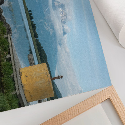 Affiche et poster montagnes, lac, nuages, pont