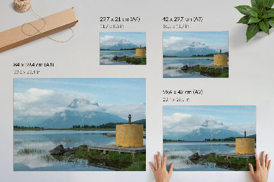 Affiche et poster montagnes, lac, nuages, pont