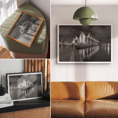 Affiche Architecture monochrome avec reflet dans l'eau