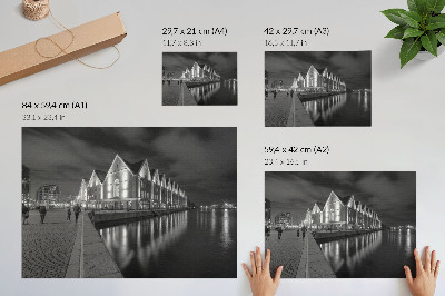 Affiche Architecture monochrome avec reflet dans l'eau
