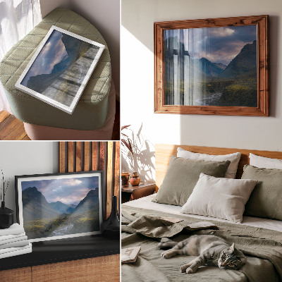 Affiche Montagnes dans les nuages ​​bleus paix nature
