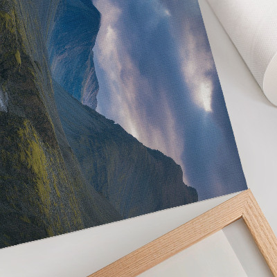 Affiche Montagnes dans les nuages ​​bleus paix nature
