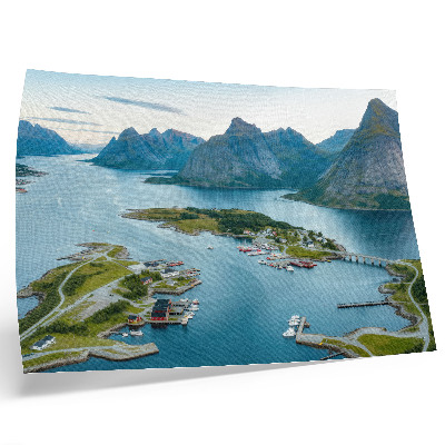 Affiche décorative Fjords, montagnes, ville, paix et harmonie