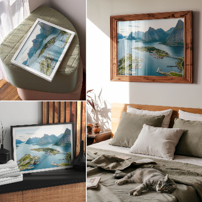 Affiche décorative Fjords, montagnes, ville, paix et harmonie