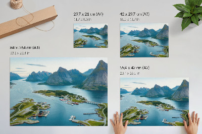 Affiche décorative Fjords, montagnes, ville, paix et harmonie