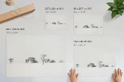 Affiche décorative paysage minimaliste sur le thème de la paix avec des arbres d'hiver