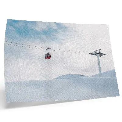 Affiche et poster représentant des montagnes, un téléphérique et un ciel au contraste de couleurs dynamique