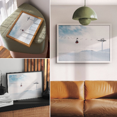 Affiche et poster Montagnes, téléphérique, ciel, contraste de couleurs dynamique