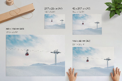 Affiche et poster Montagnes, téléphérique, ciel, contraste de couleurs dynamique